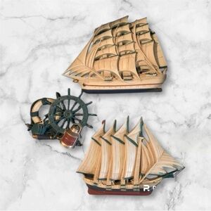 Vintage Nautical Wall Decor Tall Ship Plaques Mid Century Burwood MCM